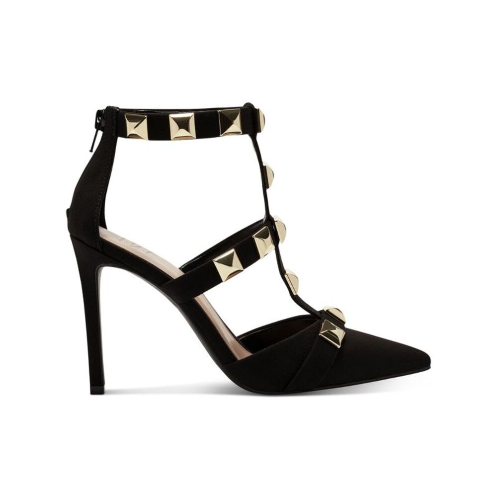 INC Womens Black Studded Strappy Syndia Pointed Toe Stiletto Pumps Shoes 10.5 M - Picture 3 of 4